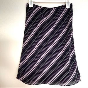Purple + Black Striped Midi Skirt